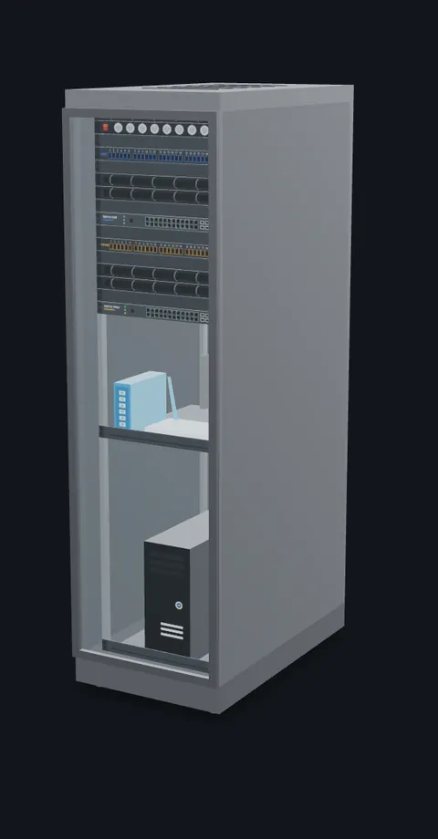 Projeto 3D do rack de piso 44U